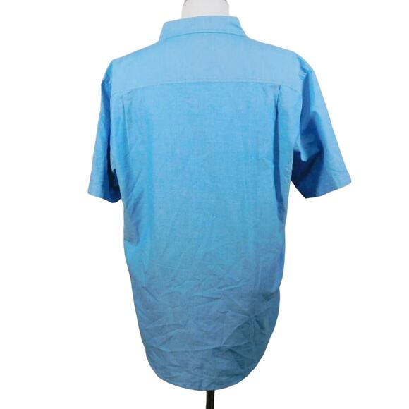 Retrofit Cotton Blue Gray Solid Short Sleeve Button Shirt Mens XXL - Picture 2 of 4